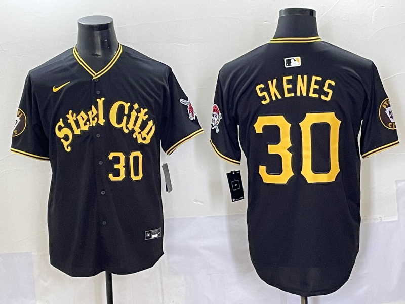 Men 2025 Pittsburgh Pirates #30 Skenes Black Game Nike MLB Jersey style 01